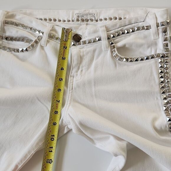 CURRENT/ ELLIOTT The CROP skinny White STUDS Denim Jeans - Picture 9 of 10